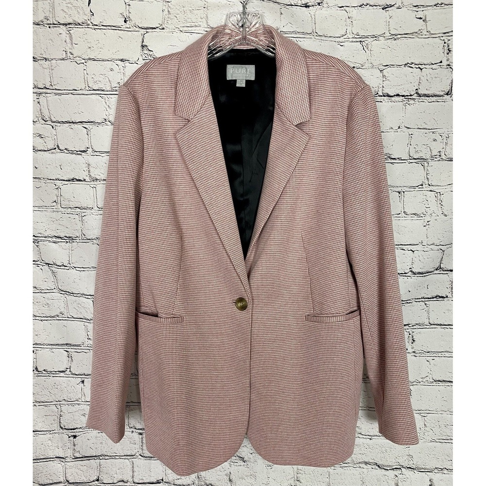 Pure Collection Women's 14/16 Pink Houndstooth Blazer Granny Core‎